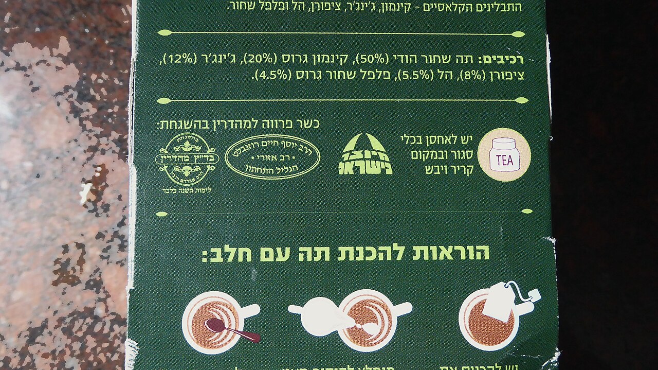 Printed ingredient declaration on the back of a food package