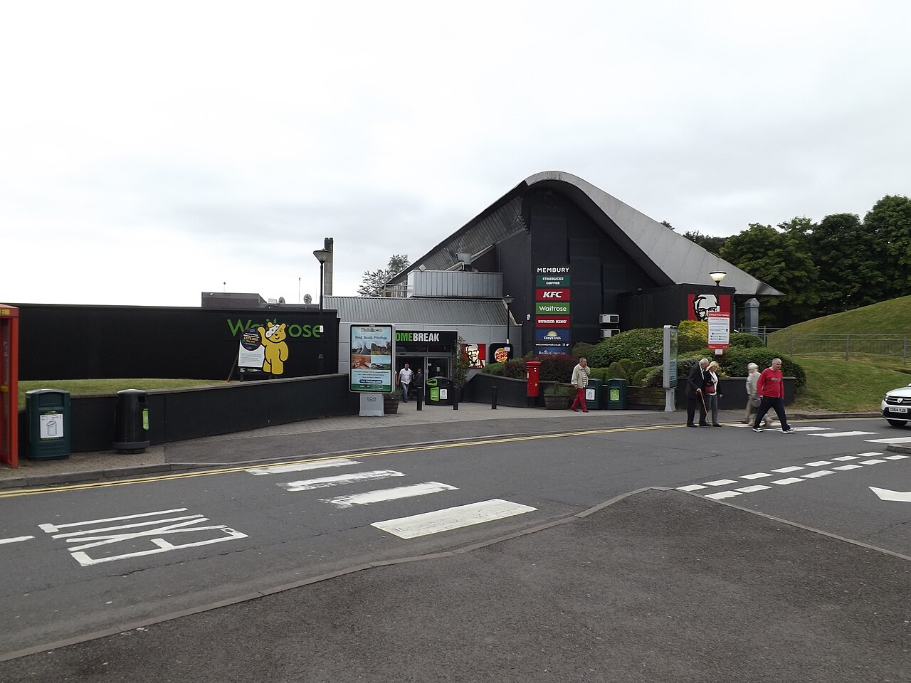 Parking and buildings at an English motorway service area