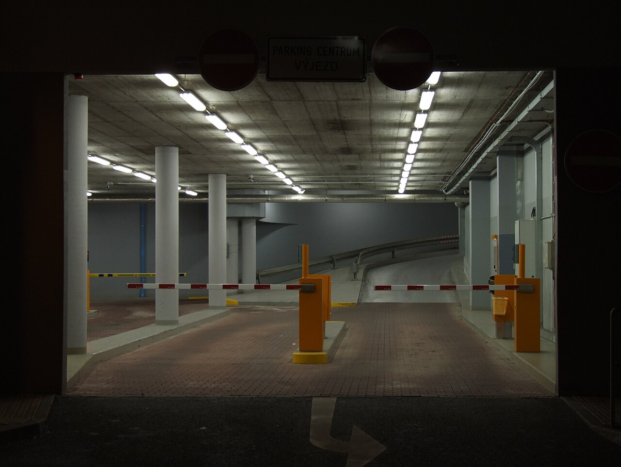 Exterior of a multi-storey car park with open concrete decks
