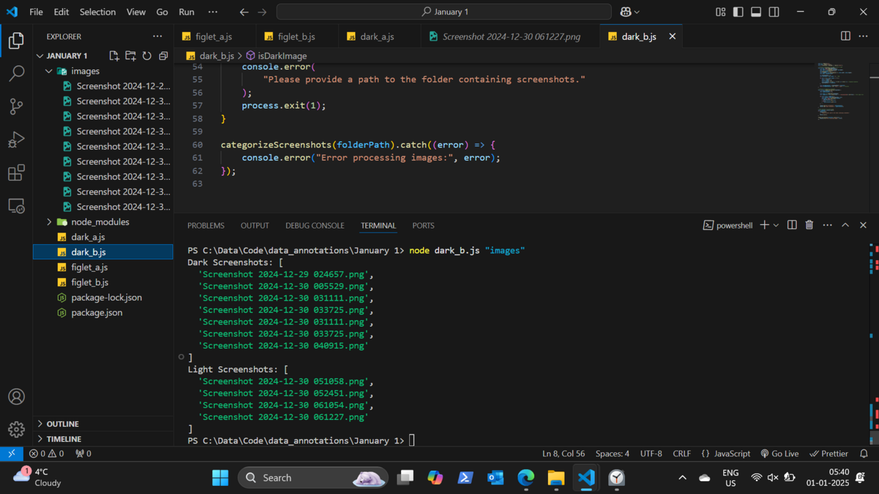 Code editor window with a file tree, source code and a terminal panel below